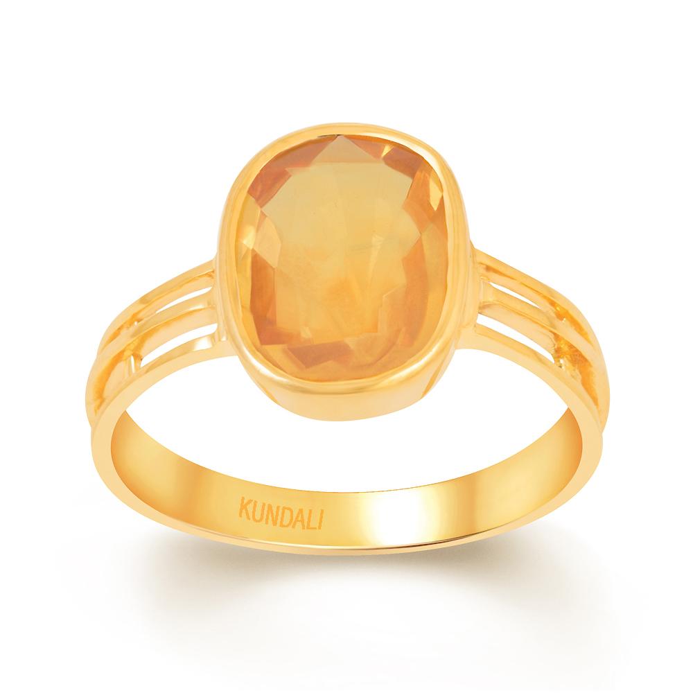 Trinity Yellow sapphire (Pukhraj) gold ring 2