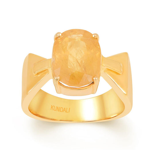 Veer Yellow sapphire (Pukhraj) gold ring 2