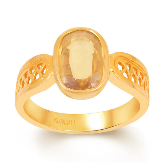 Vivid Yellow sapphire (Pukhraj) gold ring 2