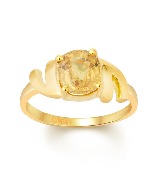 Promise Yellow sapphire (Pukhraj) gold ring 2