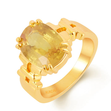 Aztec Yellow sapphire (Pukhraj) gold ring 1