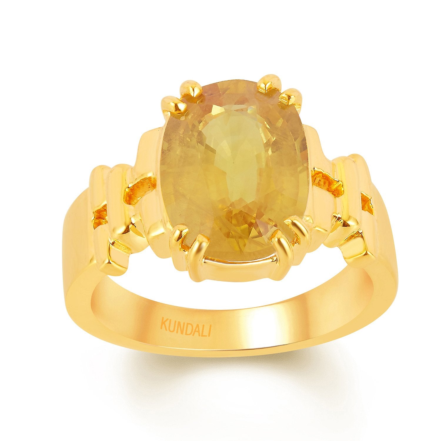 Aztec Yellow sapphire (Pukhraj) gold ring 2