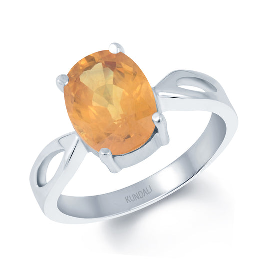 Grace Yellow sapphire (Pukhraj) silver ring 1