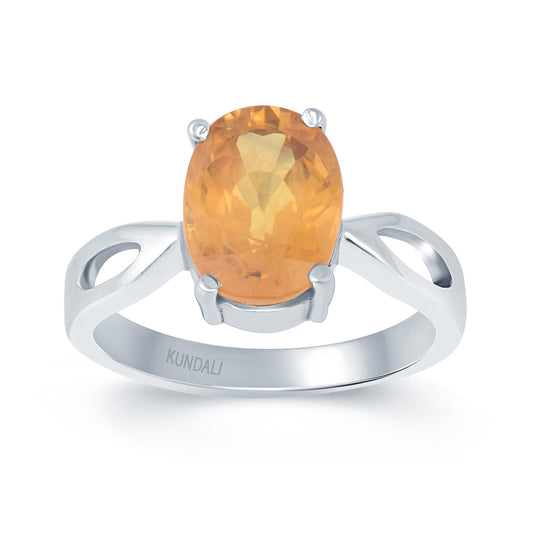 Grace Yellow sapphire (Pukhraj) silver ring 2