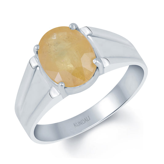 Roman Yellow sapphire (Pukhraj) silver ring 1