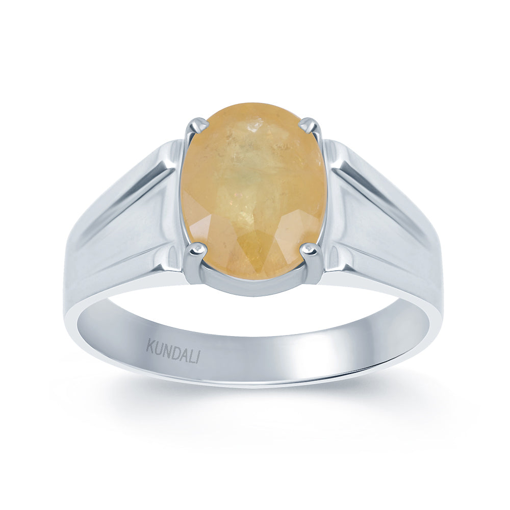 Roman Yellow sapphire (Pukhraj) silver ring 2