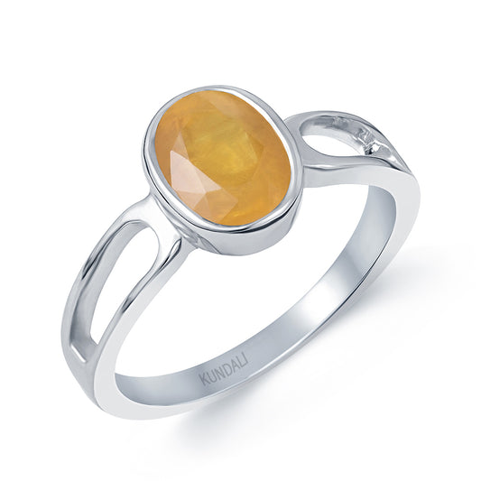 Diana Yellow sapphire (Pukhraj) silver ring 1