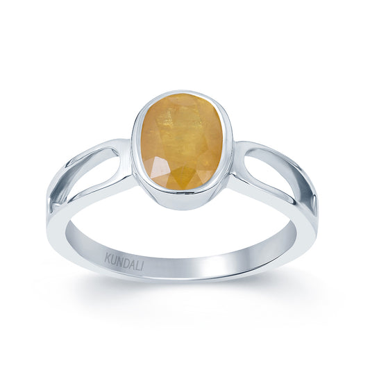 Diana Yellow sapphire (Pukhraj) silver ring 2