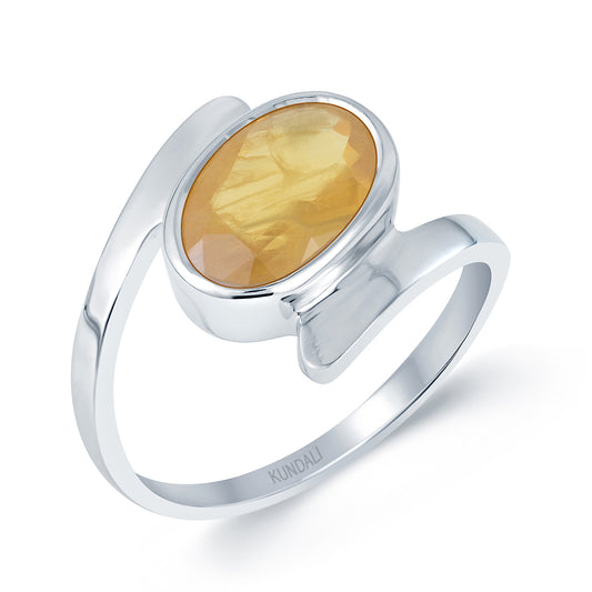 Dreamy Yellow sapphire (Pukhraj) silver ring 1