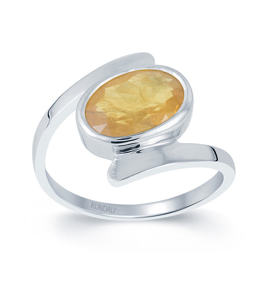 Dreamy Yellow sapphire (Pukhraj) silver ring 2