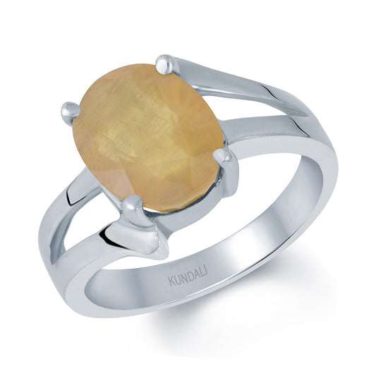 Elegant Yellow sapphire (Pukhraj) silver ring 1