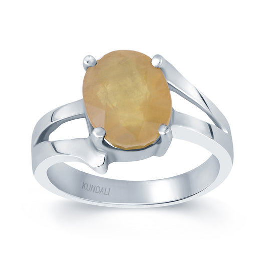 Elegant Yellow sapphire (Pukhraj) silver ring 2