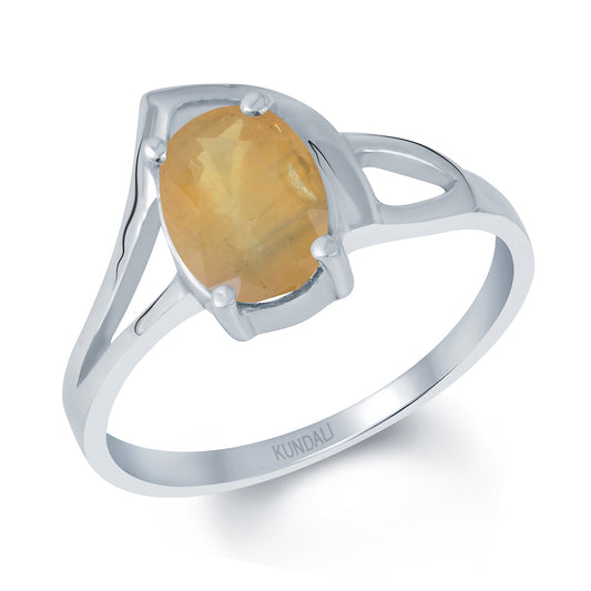 Inara Yellow sapphire (Pukhraj) silver ring 1