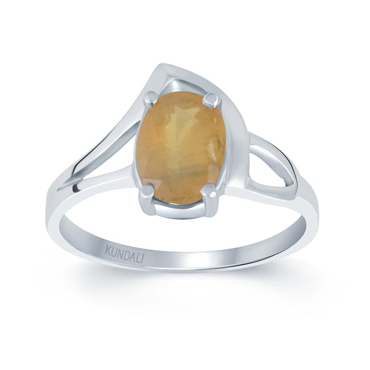 Inara Yellow sapphire (Pukhraj) silver ring 2