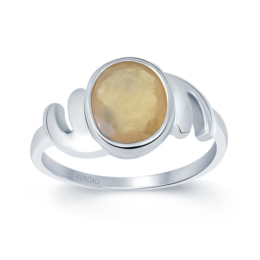 Promise Yellow sapphire (Pukhraj) silver ring 2