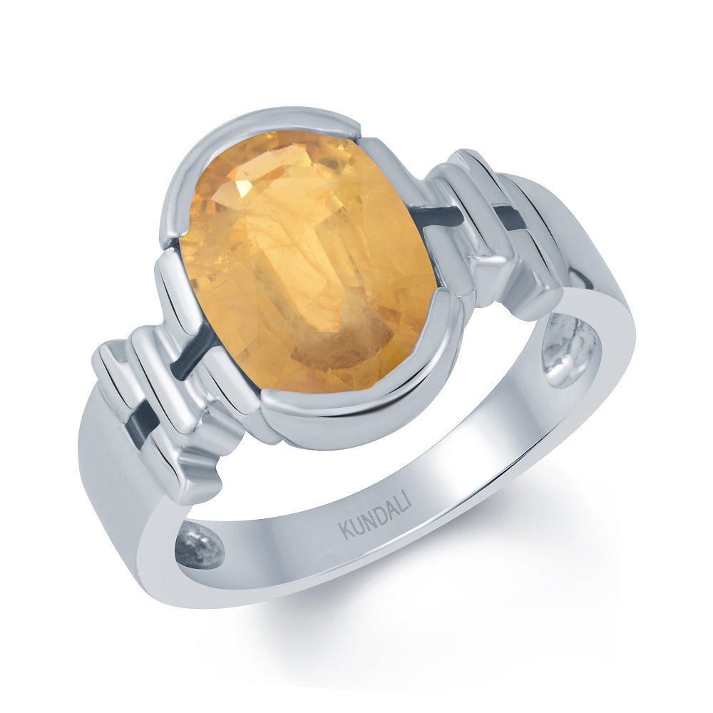 Aztec Yellow sapphire (Pukhraj) silver ring 1