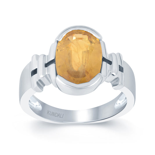 Aztec Yellow sapphire (Pukhraj) silver ring 2