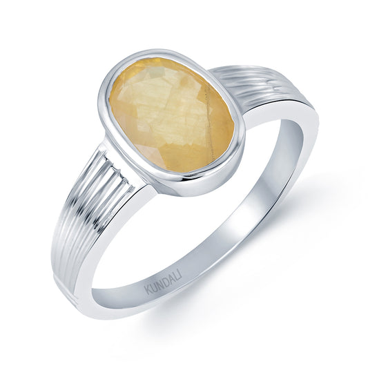 Essential Yellow sapphire (Pukhraj) silver ring 1