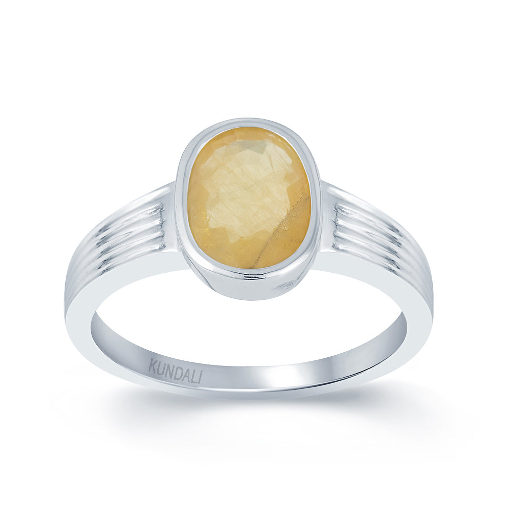 Essential Yellow sapphire (Pukhraj) silver ring 2