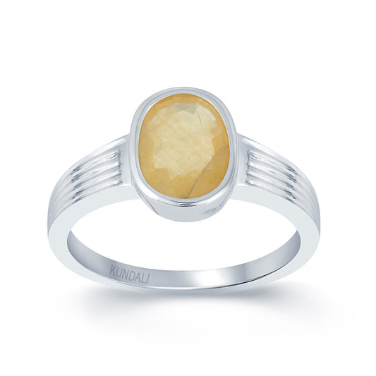 Essential Yellow sapphire (Pukhraj) silver ring 2