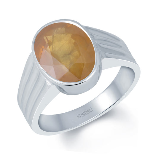 Stellar Yellow sapphire (Pukhraj) silver ring 1