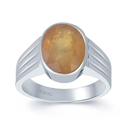 Stellar Yellow sapphire (Pukhraj) silver ring 2