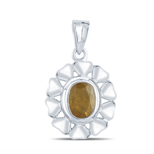 Bloom Yellow Sapphire (Pukhraj) silver pendant 1
